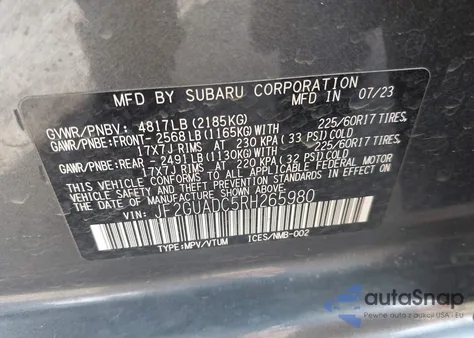 2024 Subaru Crosstrek Premium from USA, damaged, VIN JF2GUADC5RH265980